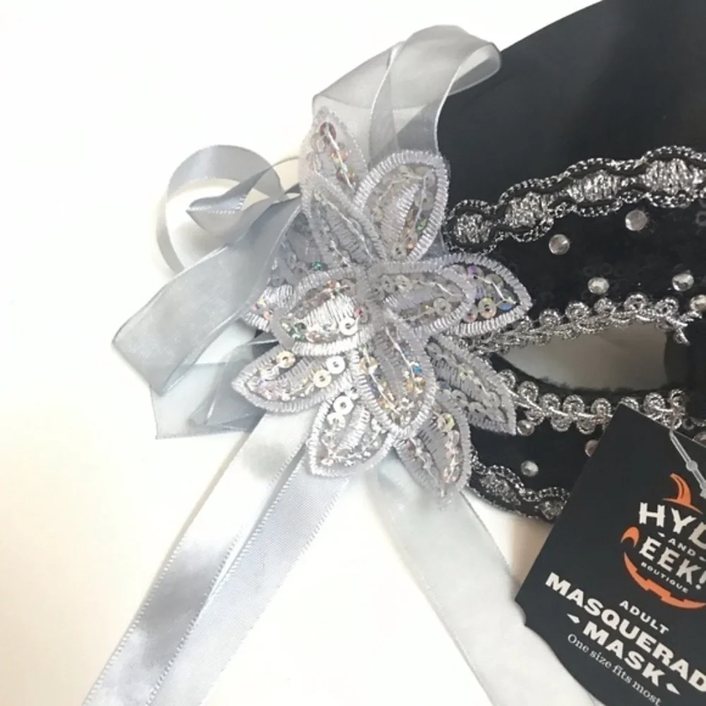 Costume Masquerade Mask Lace Jewels Floral Ribbon